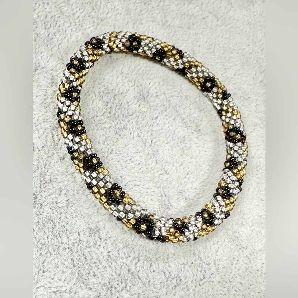 Gold Silver Black Seed Bead Roll Over Bracelets - Picture 1 of 3